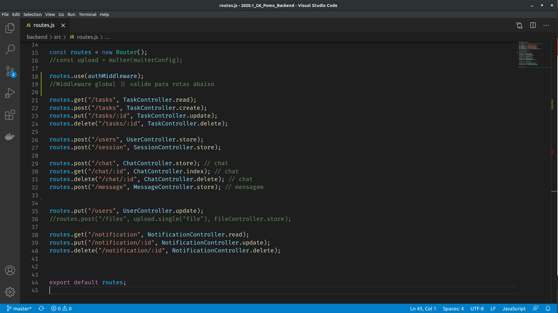 implementacao do middleware